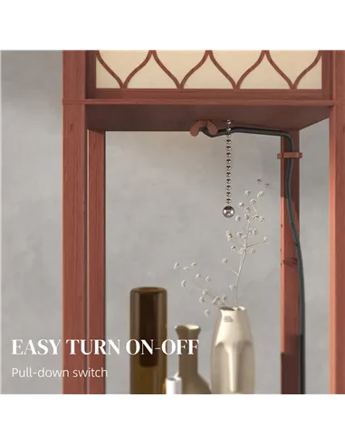 HOMCOM Three-Shelf Standing Lamp - Brown/White