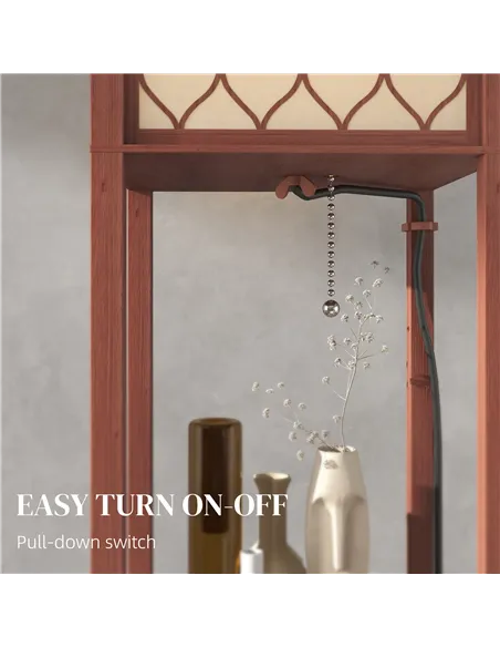 HOMCOM Three-Shelf Standing Lamp - Brown/White