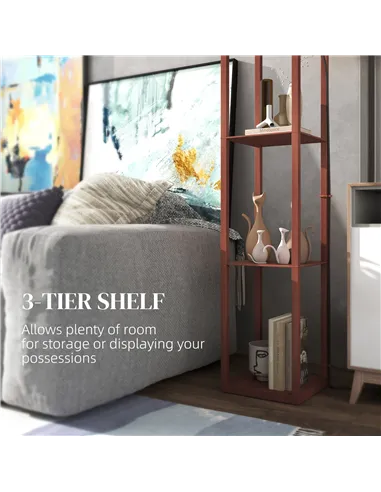 HOMCOM Three-Shelf Standing Lamp - Brown/White