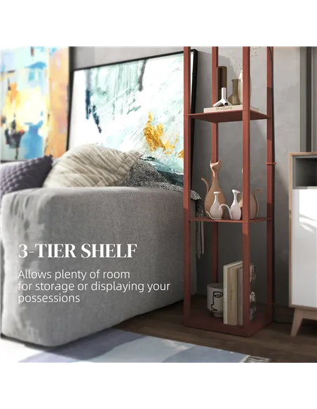 HOMCOM Three-Shelf Standing Lamp - Brown/White