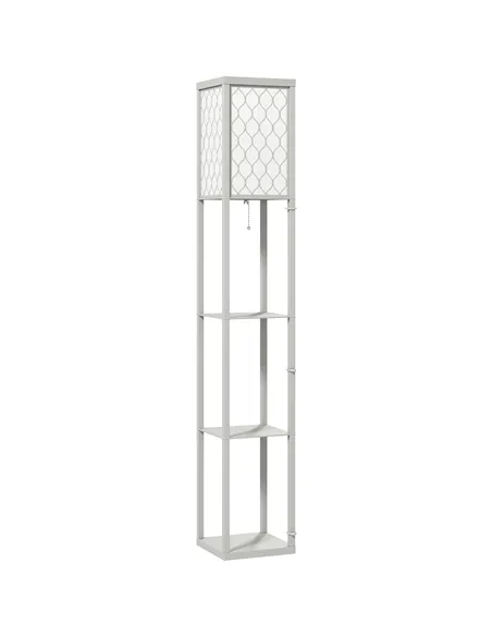 HOMCOM Three-Shelf Standing Lamp - Grey/White