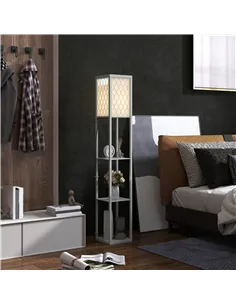 HOMCOM Three-Shelf Standing Lamp - Grey/White 2