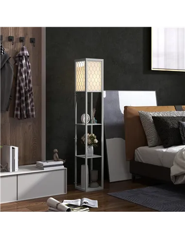 HOMCOM Three-Shelf Standing Lamp - Grey/White