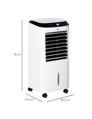 HOMCOM Portable Air Cooler, Evaporative Anion Ice Cooling Fan Water Conditioner Humidifier Unit with 10L Water Tank, 3 Modes, 3 