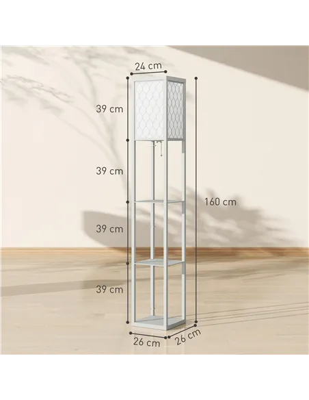 HOMCOM Three-Shelf Standing Lamp - Grey/White