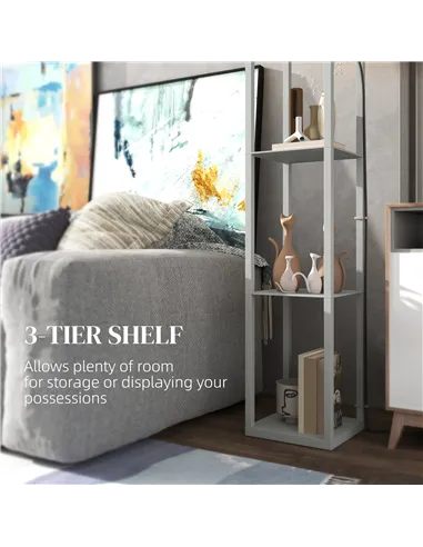 HOMCOM Three-Shelf Standing Lamp - Grey/White