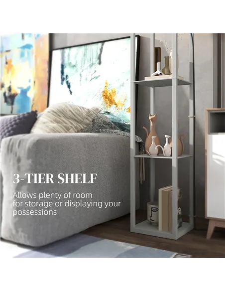 HOMCOM Three-Shelf Standing Lamp - Grey/White