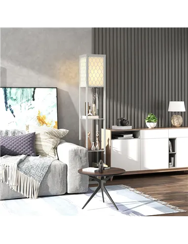 HOMCOM Three-Shelf Standing Lamp - Grey/White