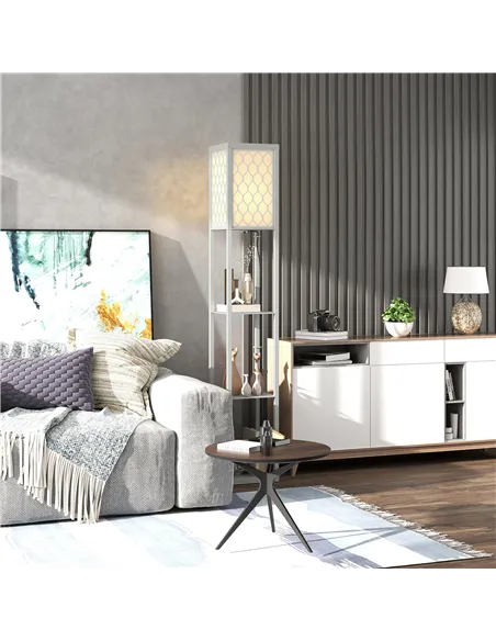HOMCOM Three-Shelf Standing Lamp - Grey/White