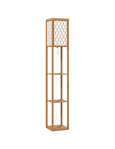 HOMCOM Three-Shelf Standing Lamp - Natural