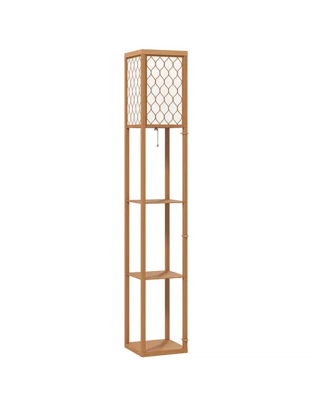HOMCOM Three-Shelf Standing Lamp - Natural