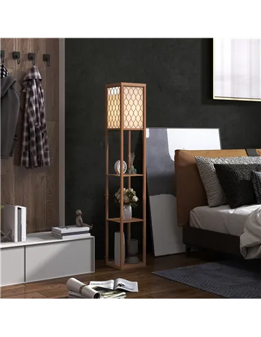 HOMCOM Three-Shelf Standing Lamp - Natural
