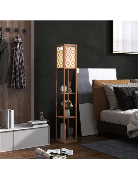 HOMCOM Three-Shelf Standing Lamp - Natural