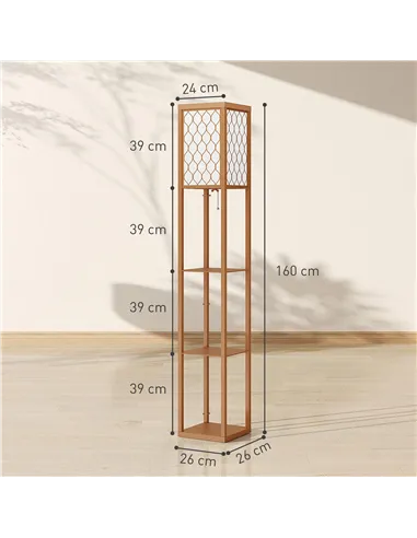 HOMCOM Three-Shelf Standing Lamp - Natural
