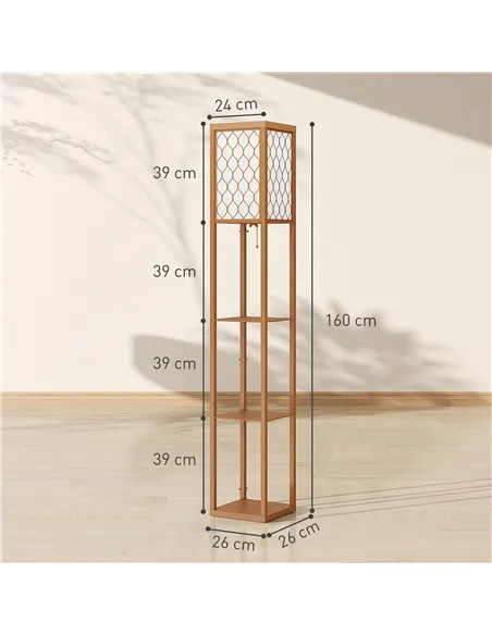 HOMCOM Three-Shelf Standing Lamp - Natural