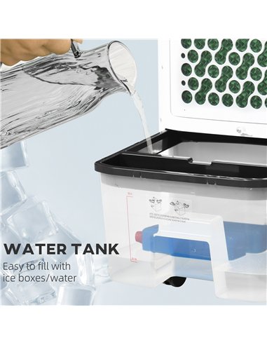 HOMCOM Portable Air Cooler, Evaporative Anion Ice Cooling Fan Water Conditioner Humidifier Unit with 10L Water Tank, 3 Modes, 3 