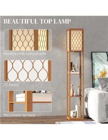 HOMCOM Three-Shelf Standing Lamp - Natural