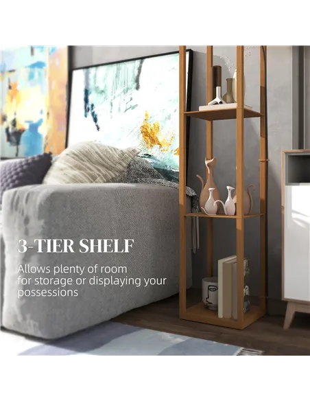 HOMCOM Three-Shelf Standing Lamp - Natural