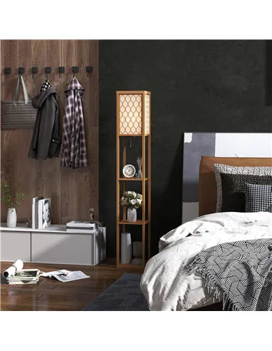 HOMCOM Three-Shelf Standing Lamp - Natural