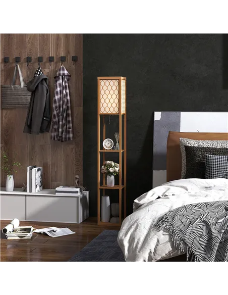 HOMCOM Three-Shelf Standing Lamp - Natural