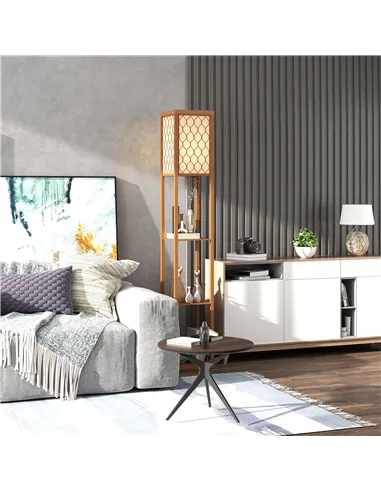 HOMCOM Three-Shelf Standing Lamp - Natural