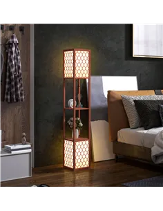 HOMCOM Duo Light Floor Shelves - Brown 2