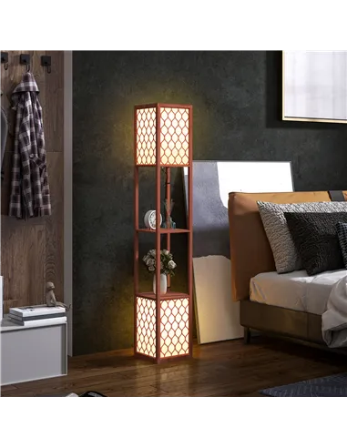 HOMCOM Duo Light Floor Shelves - Brown