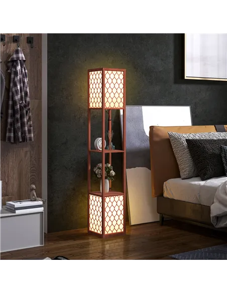 HOMCOM Duo Light Floor Shelves - Brown