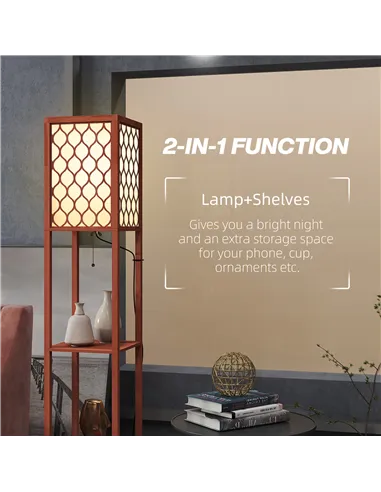 HOMCOM Duo Light Floor Shelves - Brown