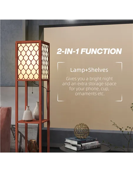 HOMCOM Duo Light Floor Shelves - Brown