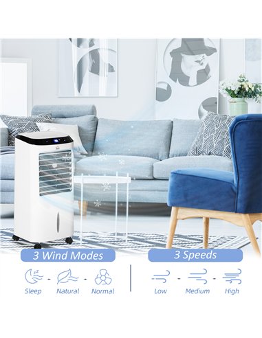 HOMCOM Portable Air Cooler, Evaporative Anion Ice Cooling Fan Water Conditioner Humidifier Unit with 10L Water Tank, 3 Modes, 3 