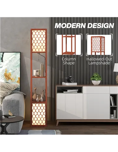 HOMCOM Duo Light Floor Shelves - Brown