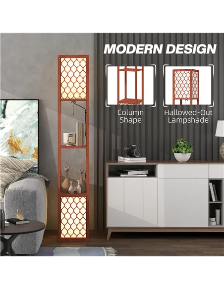 HOMCOM Duo Light Floor Shelves - Brown