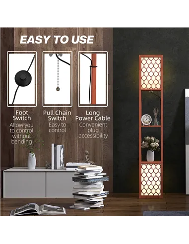 HOMCOM Duo Light Floor Shelves - Brown