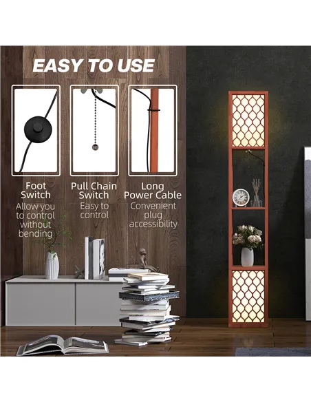 HOMCOM Duo Light Floor Shelves - Brown