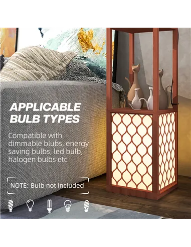 HOMCOM Duo Light Floor Shelves - Brown