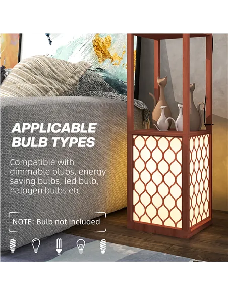 HOMCOM Duo Light Floor Shelves - Brown