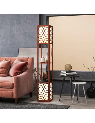 HOMCOM Duo Light Floor Shelves - Brown