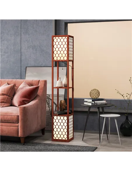 HOMCOM Duo Light Floor Shelves - Brown