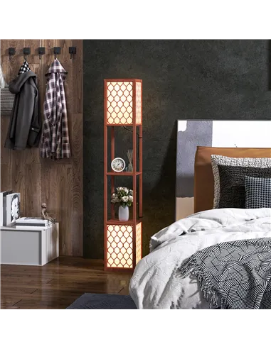 HOMCOM Duo Light Floor Shelves - Brown