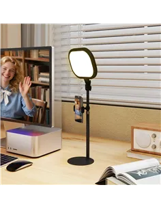 HOMCOM Selfie Light for Video Conference Lighting, Dimmable Desk Lamp with Stand Phone Holder, 5 Colour Modes & 10 Brightness Le 2