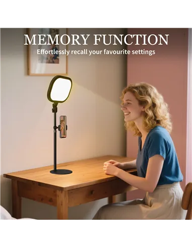 HOMCOM Selfie Light for Video Conference Lighting, Dimmable Desk Lamp with Stand Phone Holder, 5 Colour Modes & 10 Brightness Le