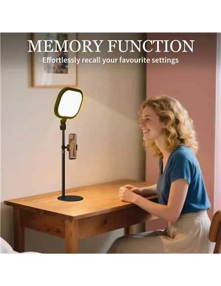 HOMCOM Selfie Light for Video Conference Lighting, Dimmable Desk Lamp with Stand Phone Holder, 5 Colour Modes & 10 Brightness Le