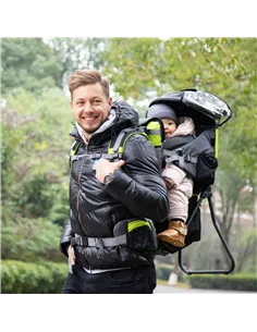 HOMCOM Baby Hiking Backpack Carrier Child Carrier with Ergonomic Hip Seat Detachable Rain Cover Adjustable Straps Stand for Todd 2