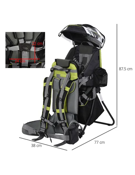 HOMCOM Baby Hiking Backpack Carrier Child Carrier with Ergonomic Hip Seat Detachable Rain Cover Adjustable Straps Stand for Todd