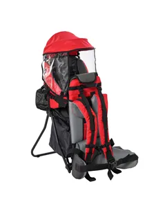 HOMCOM Baby Hiking Backpack Carrier Child Carrier with Ergonomic Hip Seat Detachable Rain Cover Adjustable Straps Stand for Todd