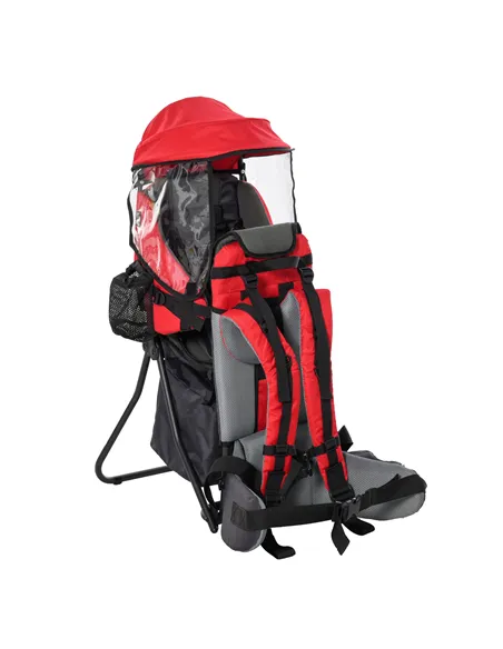 HOMCOM Baby Hiking Backpack Carrier Child Carrier with Ergonomic Hip Seat Detachable Rain Cover Adjustable Straps Stand for Todd