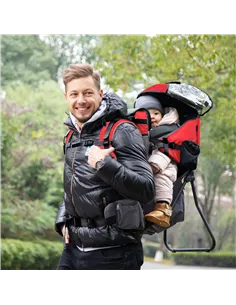HOMCOM Baby Hiking Backpack Carrier Child Carrier with Ergonomic Hip Seat Detachable Rain Cover Adjustable Straps Stand for Todd 2