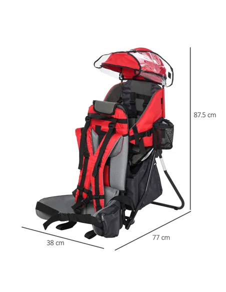 HOMCOM Baby Hiking Backpack Carrier Child Carrier with Ergonomic Hip Seat Detachable Rain Cover Adjustable Straps Stand for Todd
