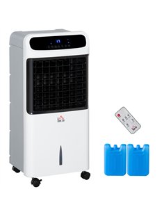 HOMCOM Mobile Air Cooler, 12L Tank Evaporative Ice Cooling Fan Water Conditioner Humidifier Unit with 3 Modes, 3 Speed, Remote, 